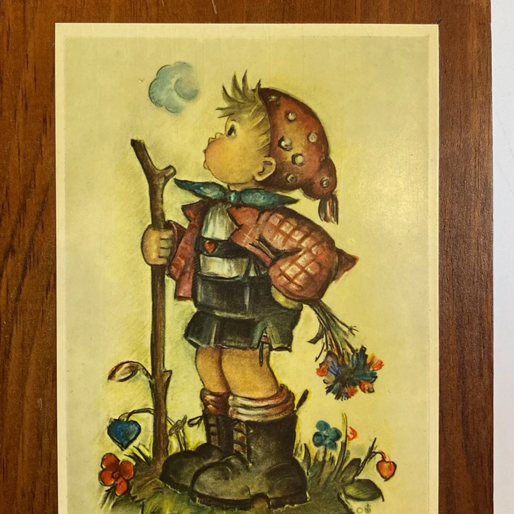 2 Vintage Hummel Wood Plaque Art Print Wall Art Boy & Girl